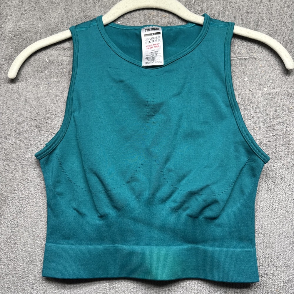 Gymshark Women's Teal Racerback Sports Bra Small Cropped Gym Yoga Activewear